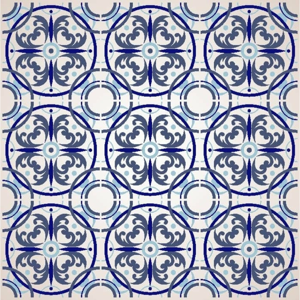 Papel de Parede Azulejo em Tons Diversos de Azul