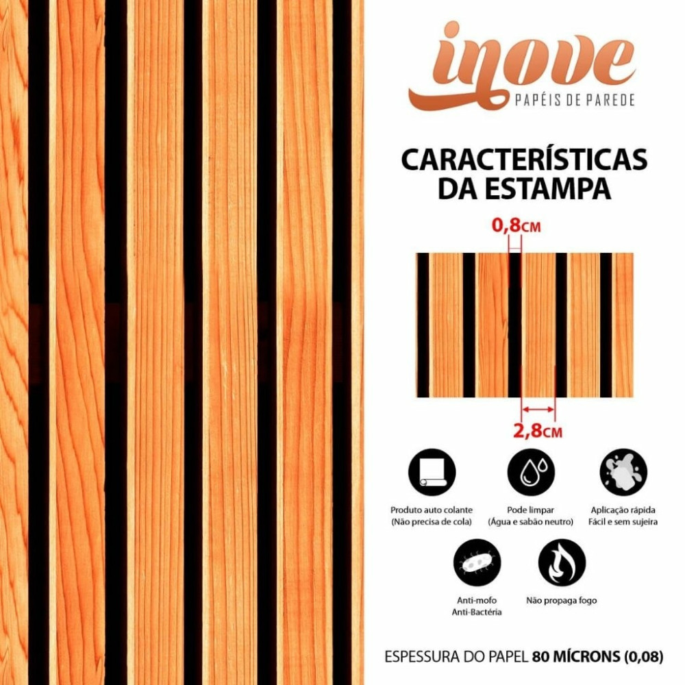 Papel de Parede Madeira Ripada Orange