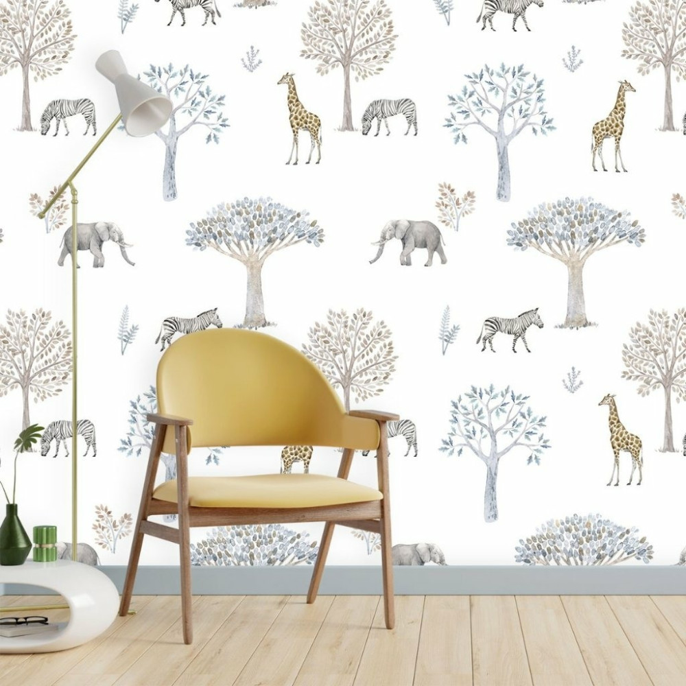 Papel De Parede Personalizado Aquarela Safári