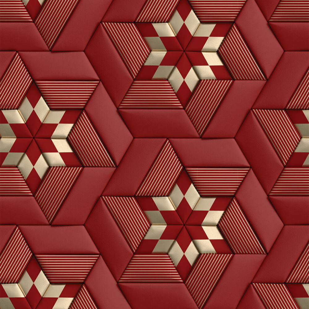 Papel de Parede Geométrico Vermelho Elegante