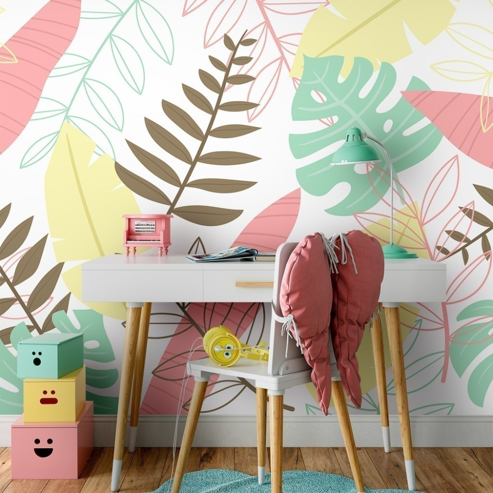 Papel De Parede Personalizado Folhagens Colors