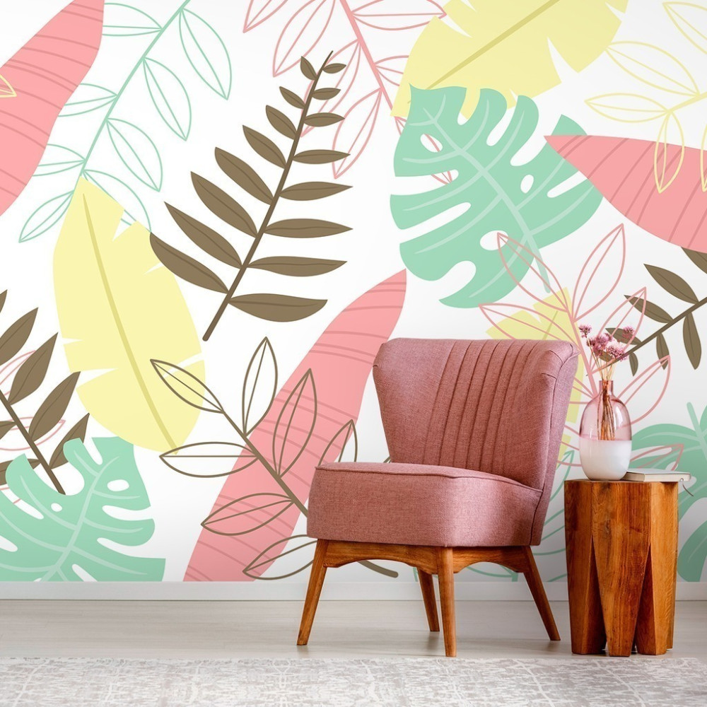Papel De Parede Personalizado Folhagens Colors
