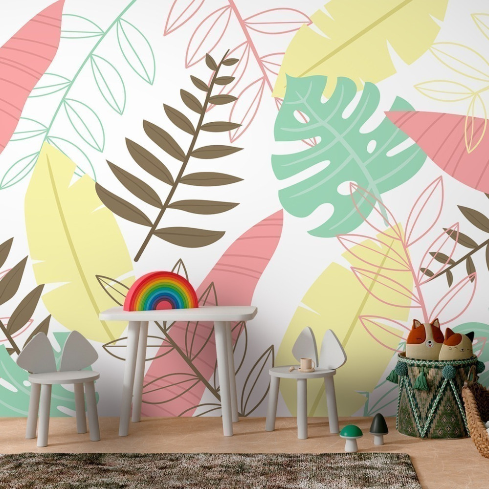 Papel De Parede Personalizado Folhagens Colors