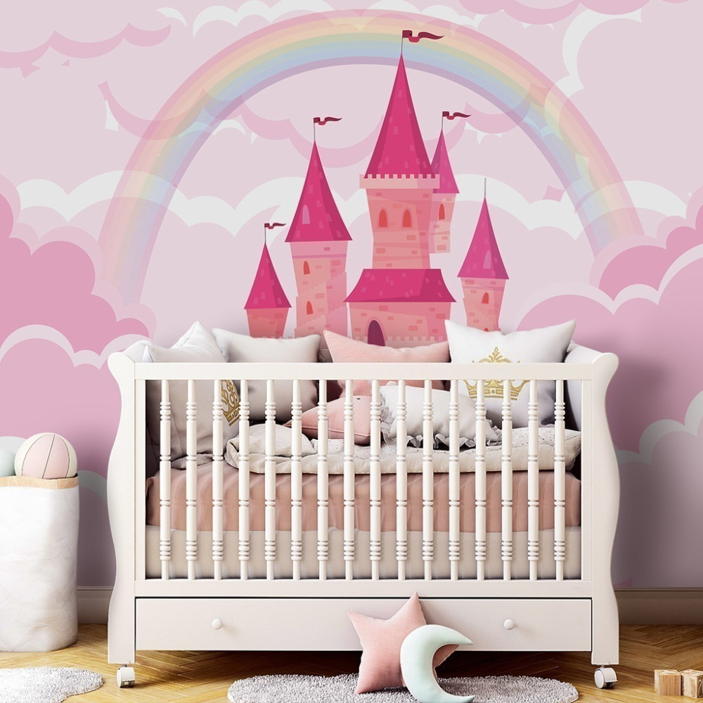 Papel De Parede Personalizado Castelo Princesas Com Arco-Íris