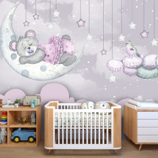 Papel De Parede Personalizado Ursinha Na Lua