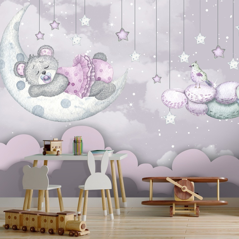 Papel De Parede Personalizado Ursinha Na Lua