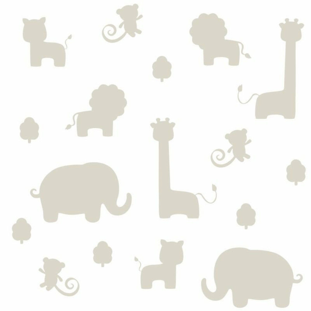 Papel de Parede Bichinhos Safári Branco e Bege