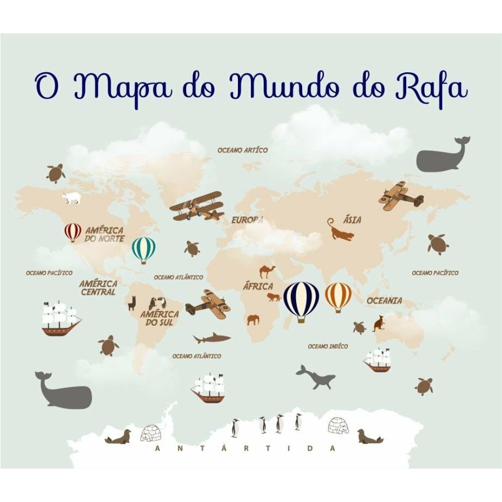 Papel de Parede Personalizado Mapa Azul