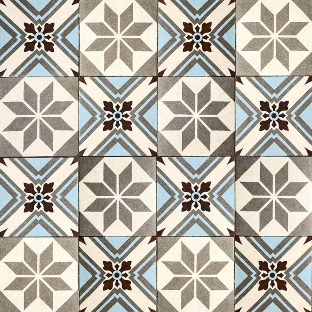 Adesivo de Azulejo Hidráulico Areia Azul e Cinza