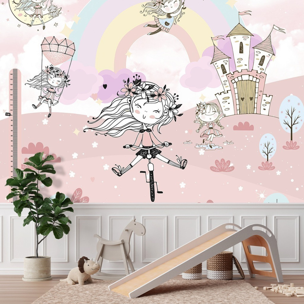 Papel De Parede Personalizado Garotas Felizes Brincando Papel De Parede Personalizado Garotas Felizes Brincando