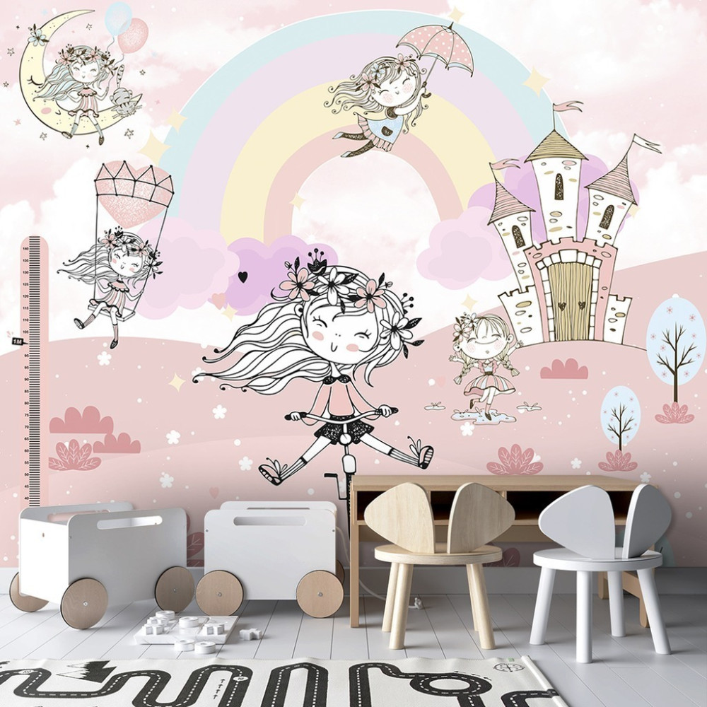 Papel De Parede Personalizado Garotas Felizes Brincando Papel De Parede Personalizado Garotas Felizes Brincando