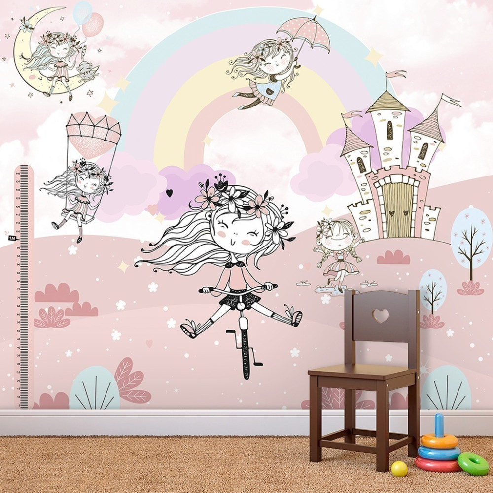 Papel De Parede Personalizado Garotas Felizes Brincando Papel De Parede Personalizado Garotas Felizes Brincando