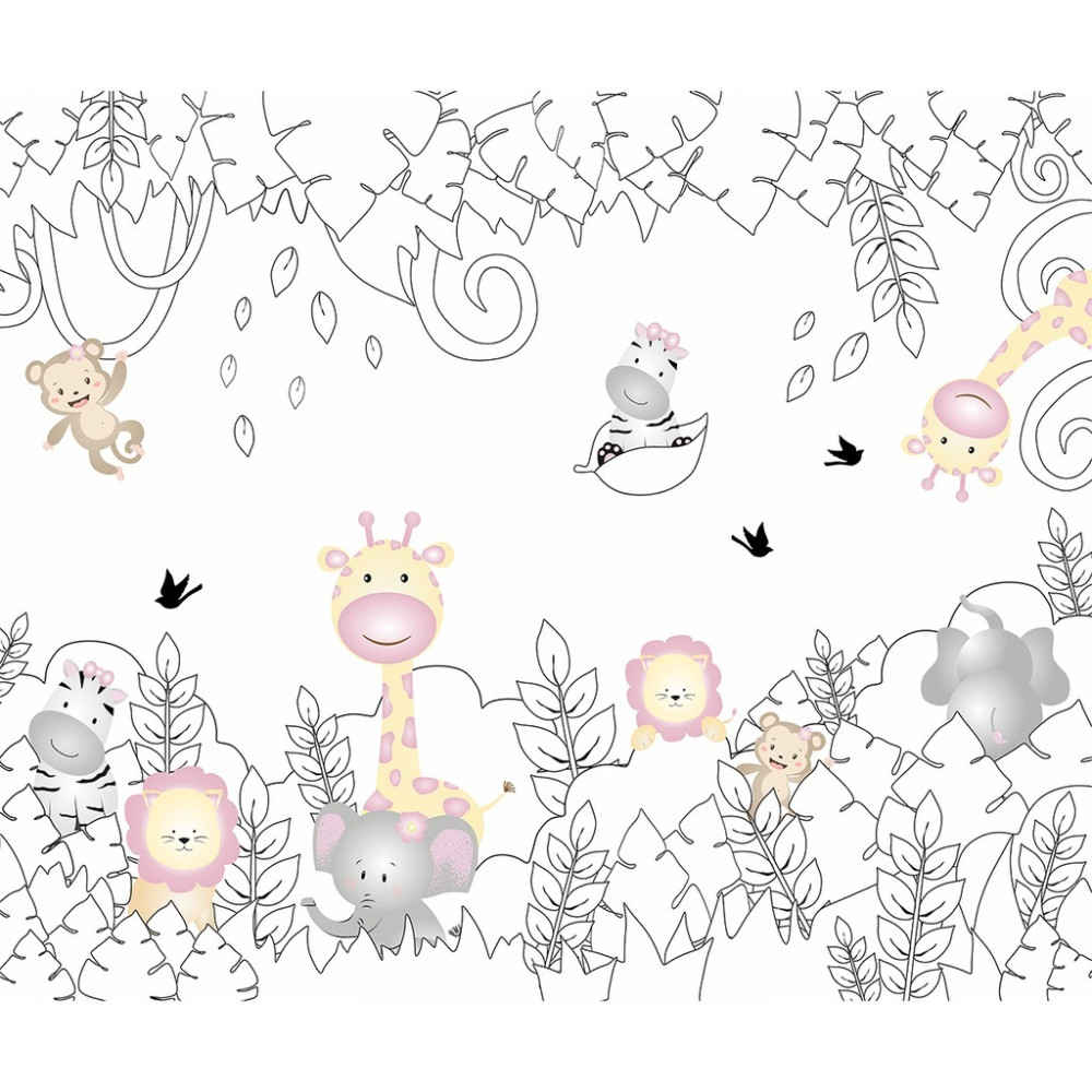 Papel De Parede Personalizado Safari Fofo Feliz