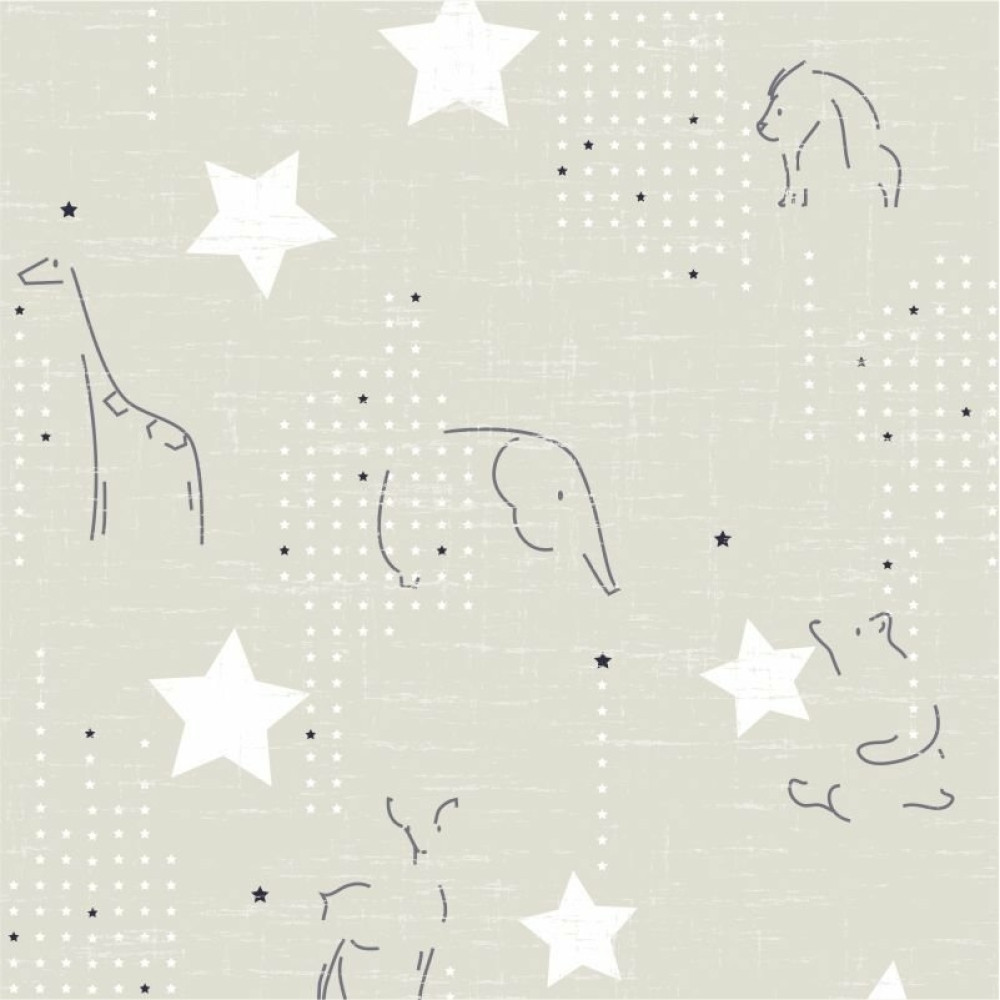Papel de Parede Infantil Safari com Estrelas