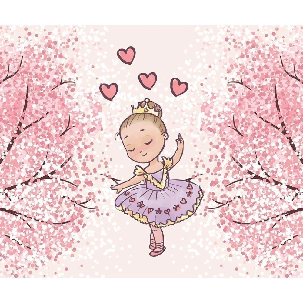 Papel De Parede Personalizado Bailarina Fofa com Ipês Rosa Papel De Parede Personalizado Bailarina Fofa com Ipês Rosa