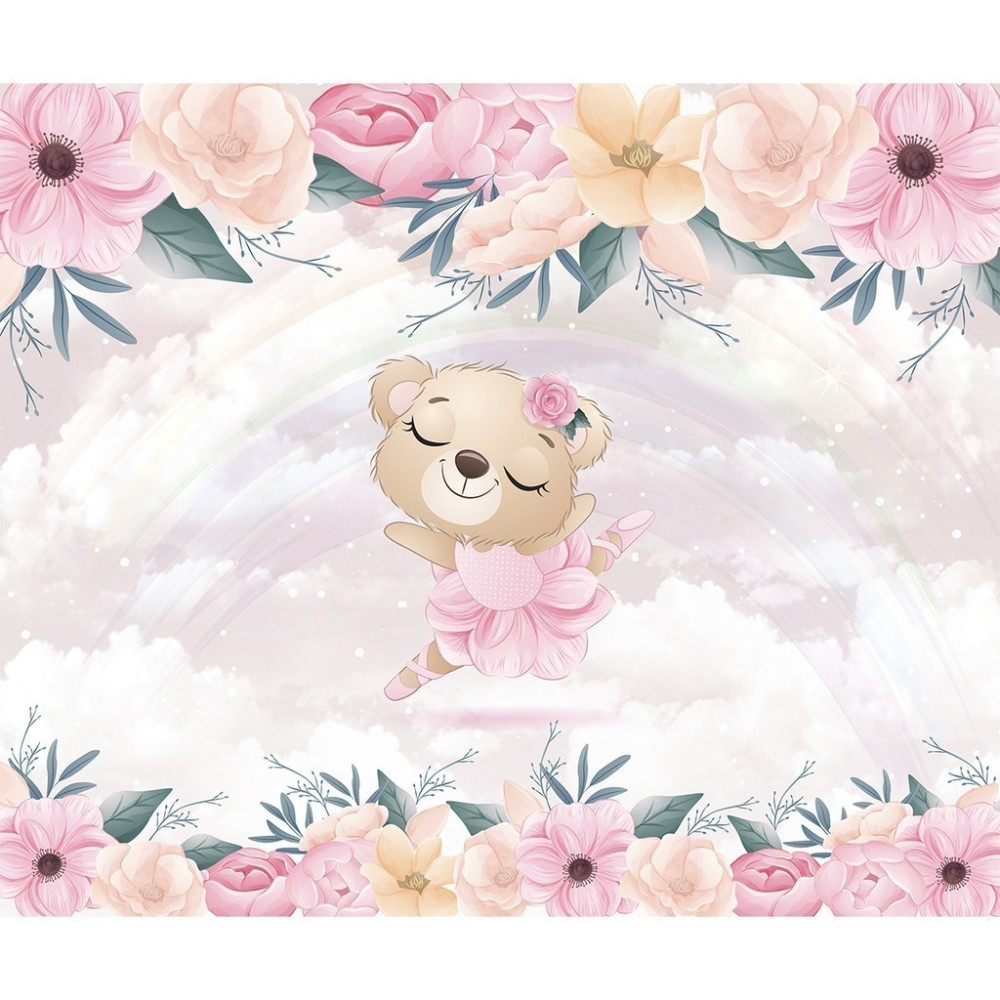 Papel De Parede Personalizado Ursinha Bailarina com Flores