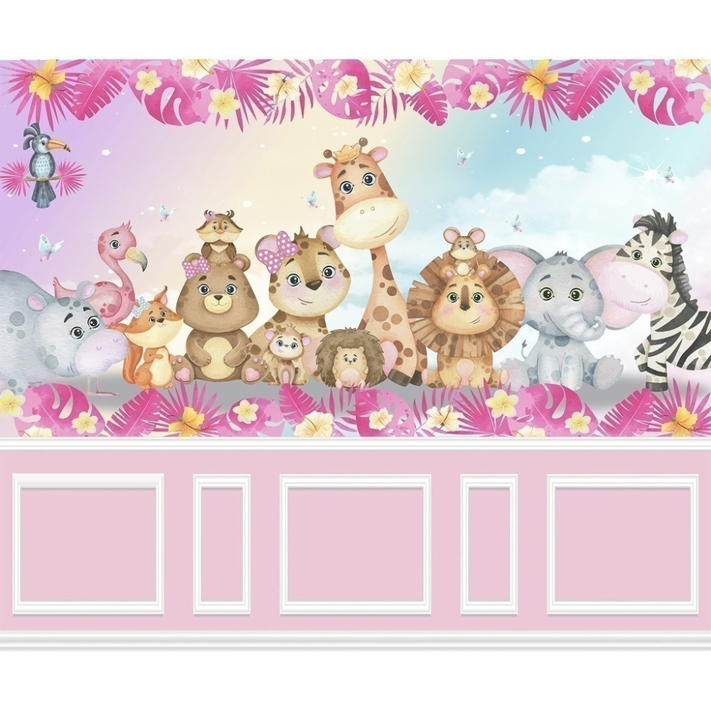 Papel De Parede Personalizado Safari Infantil Com Rodameio