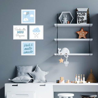 Kit de Placas Decorativas Sonhe Alto Meu Pequeno