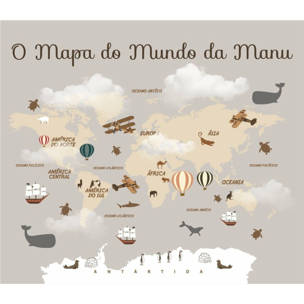 Papel de Parede Personalizado Mapa em Tons de Marrom