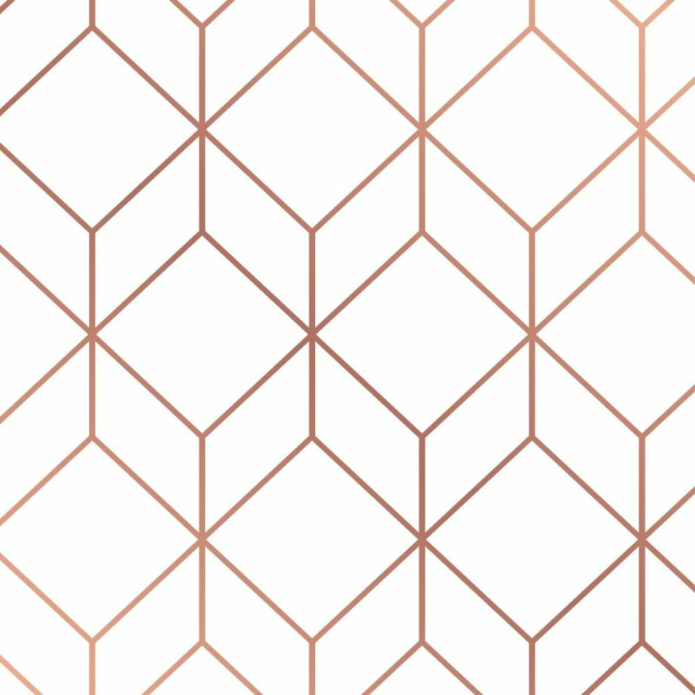 Papel de Parede Geométrico Stylish White Rose Gold