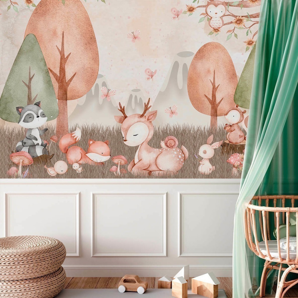 Papel De Parede Personalizado Bichinhos em Aquarela