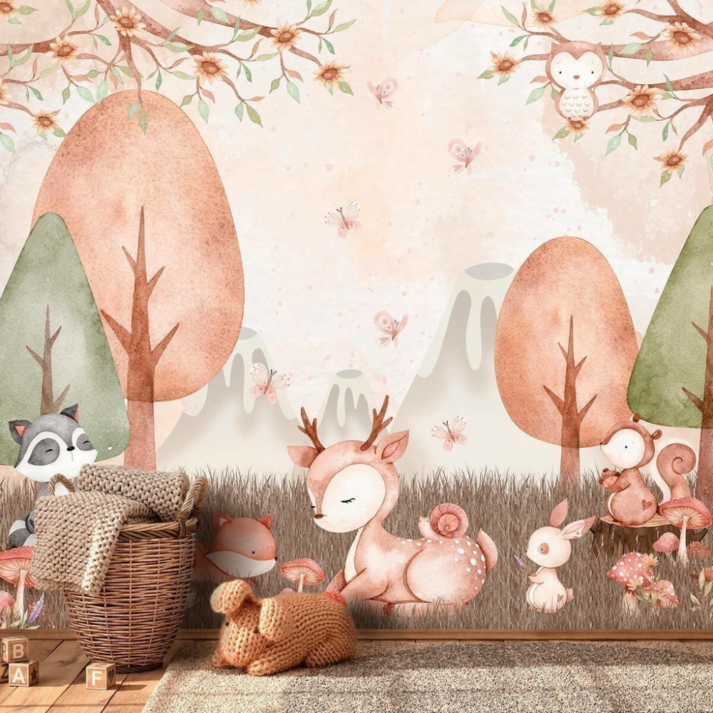 Papel De Parede Personalizado Bichinhos em Aquarela