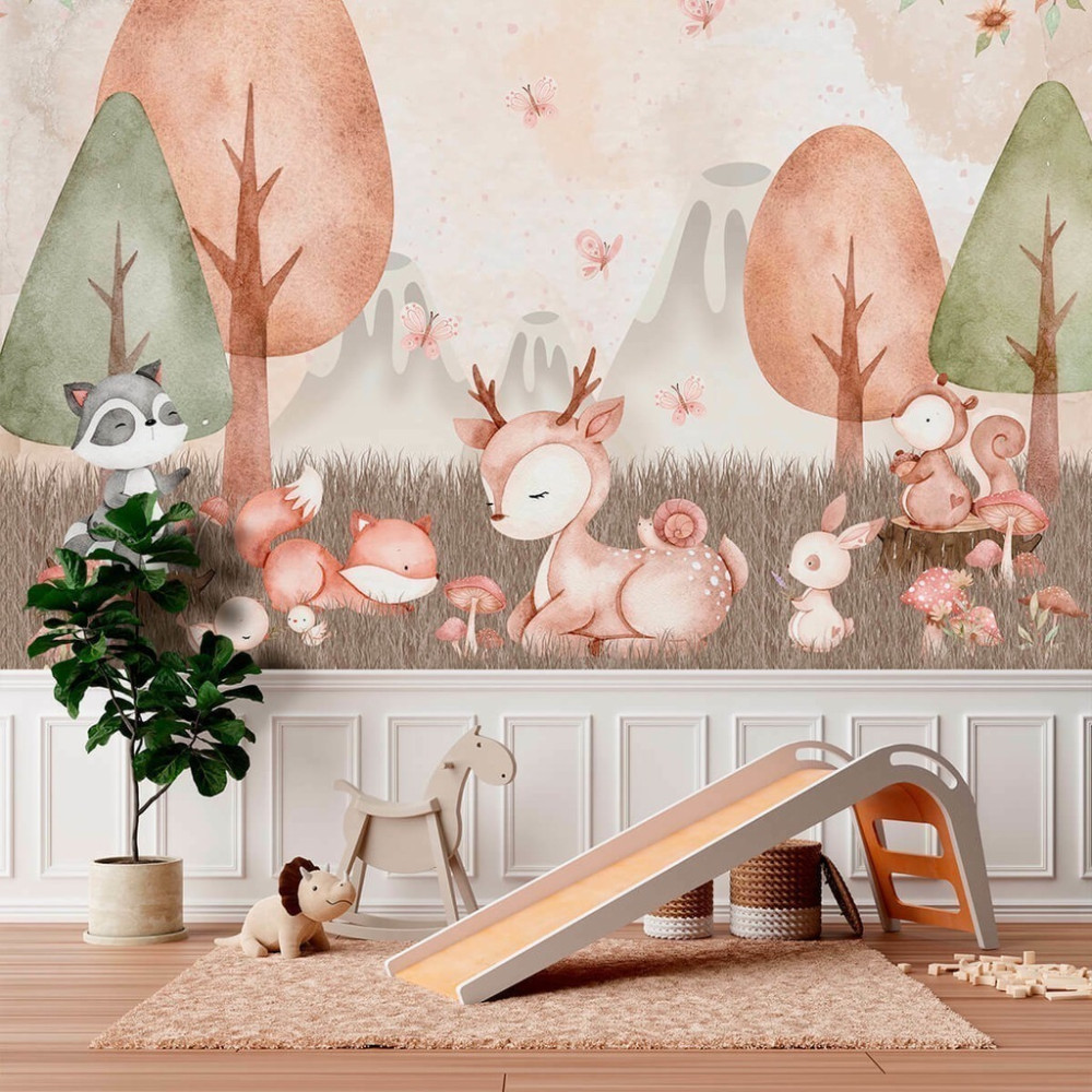 Papel De Parede Personalizado Bichinhos em Aquarela