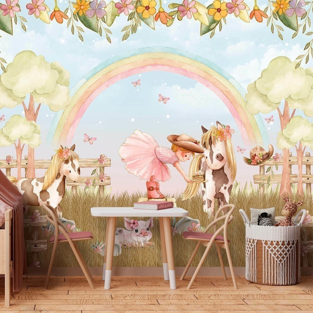 Papel De Parede Personalizado Fazendinha Aquarela