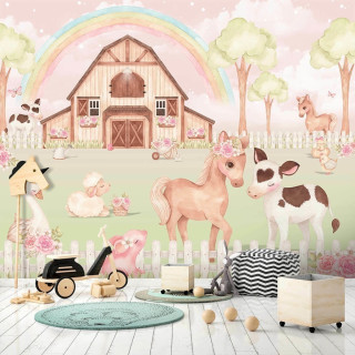 Papel De Parede Personalizado Fazendinha Feliz em Aquarela