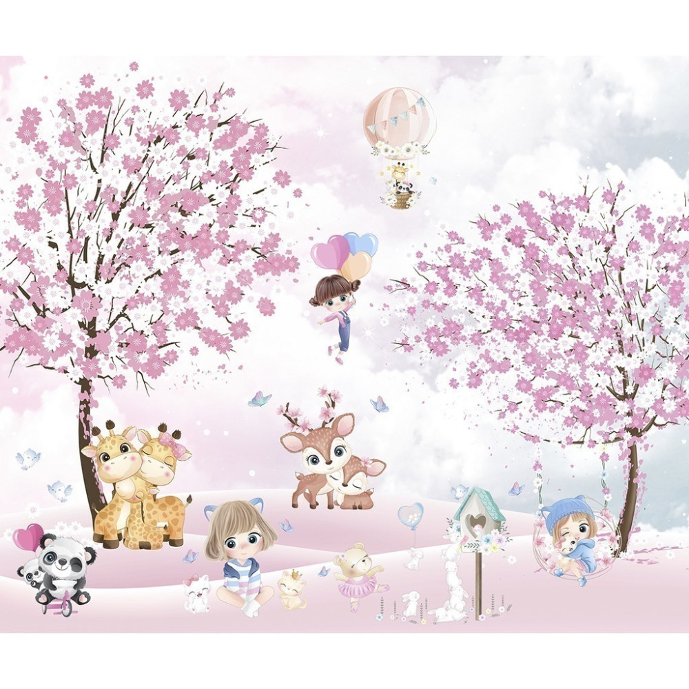 Papel De Parede Personalizado Menininha E Bichinhos Amiguinhos