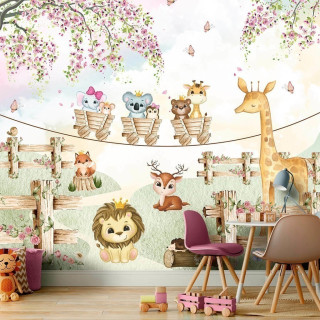 Papel De Parede Personalizado Animais Fofos na Corda