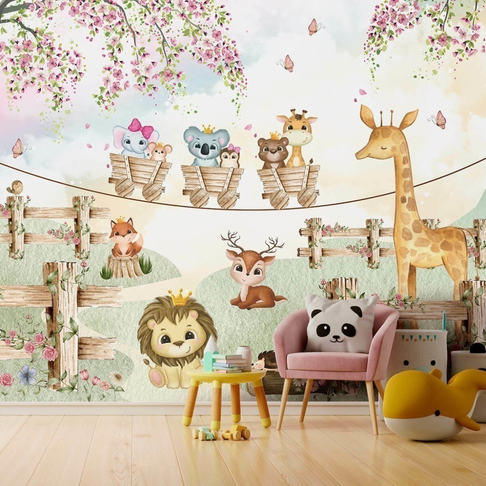 Papel De Parede Personalizado Animais Fofos na Corda