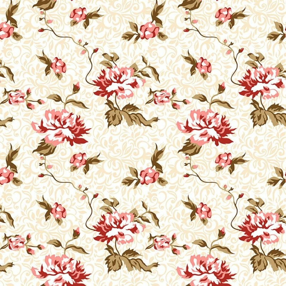 Papel de Parede Floral com Fundo Arabesco