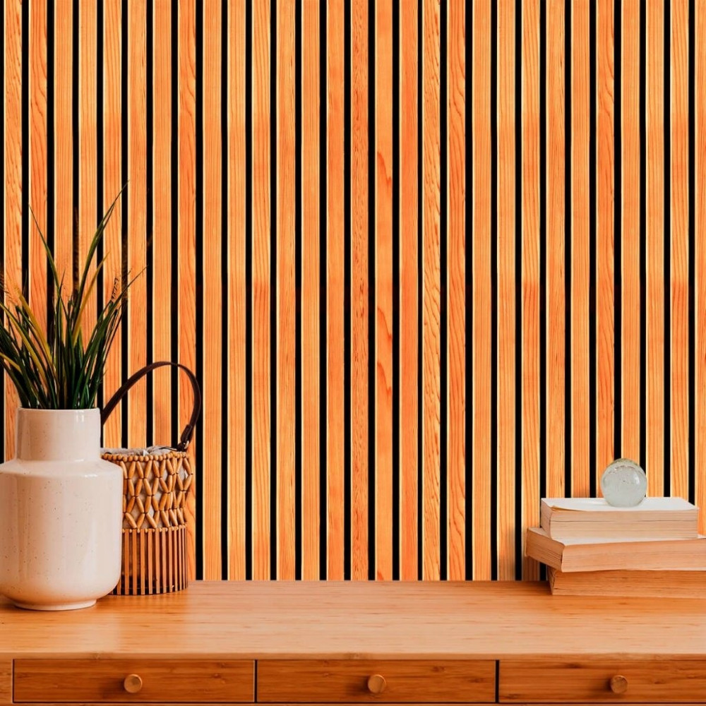 Papel de Parede Madeira Ripada Orange