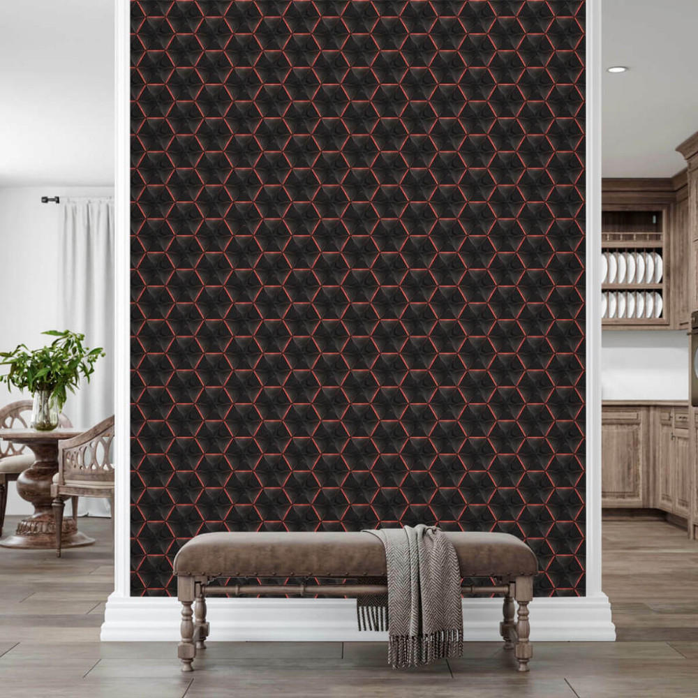 Papel de Parede Geométrico Pirâmide Vermelha Papel de Parede Geométrico Pirâmide Vermelha