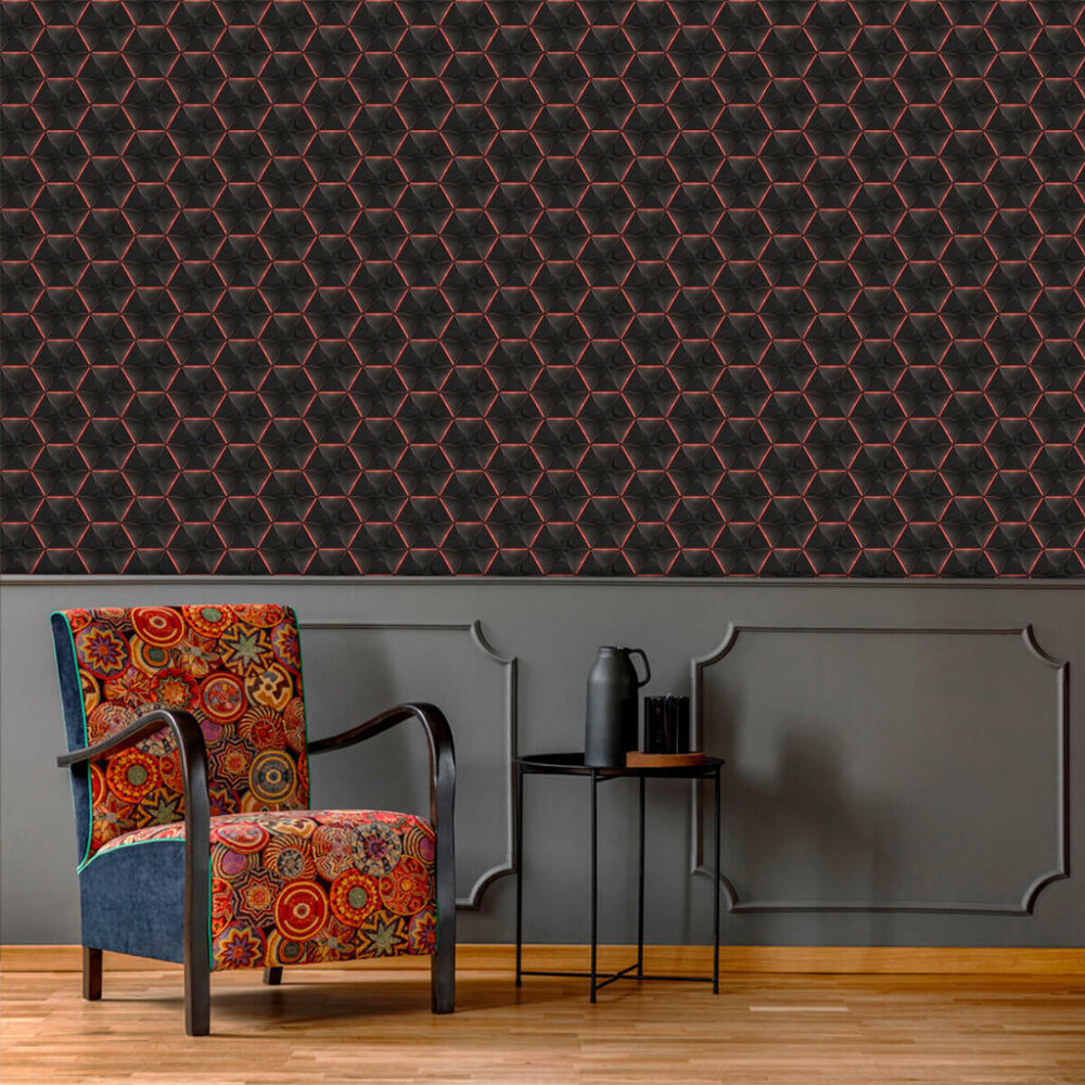 Papel de Parede Geométrico Pirâmide Vermelha Papel de Parede Geométrico Pirâmide Vermelha