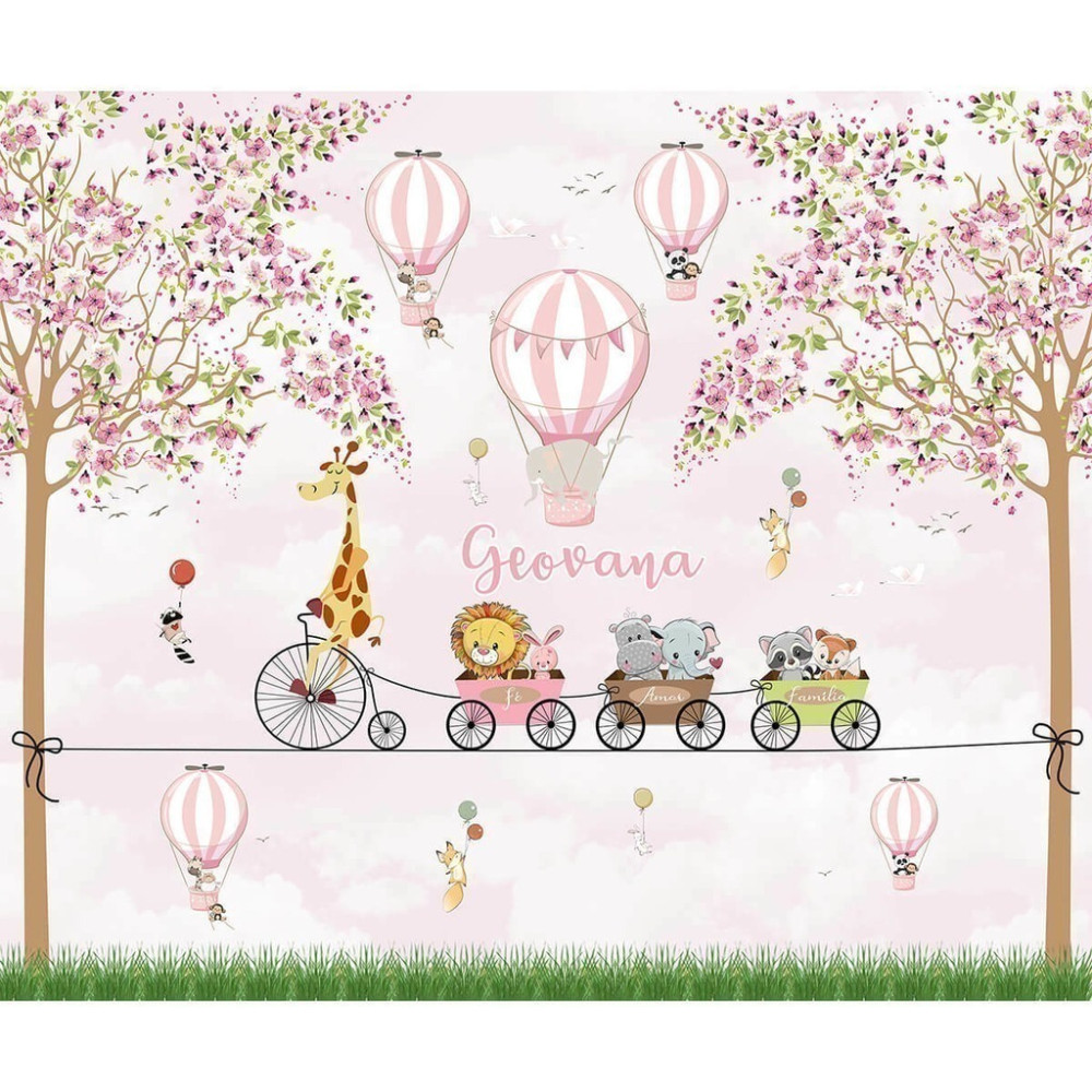 Papel De Parede Personalizado Animais Passendo Com Balões