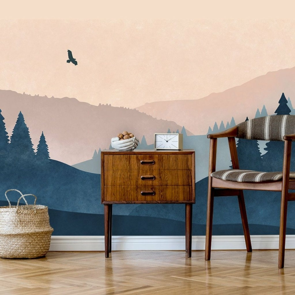 Papel De Parede Personalizado Montanhas Aquarela