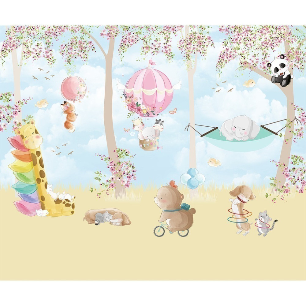 Papel De Parede Personalizado Bosque Encantado Com Animais Fofos Papel De Parede Personalizado Bosque Encantado Com Animais Fofos