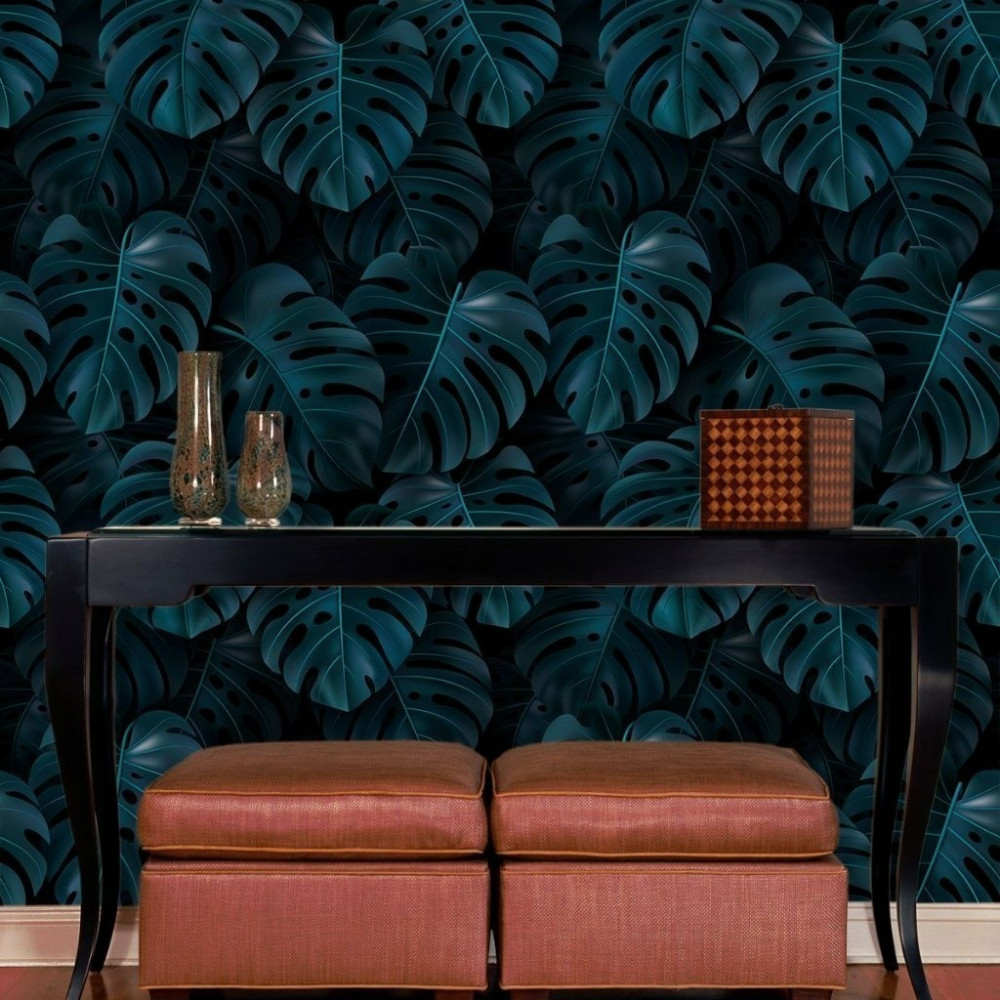 Papel de Parede Personalizado Costela de Adão Azul Marinho