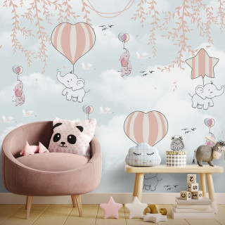 Papel De Parede Personalizado Elefante Nos Balões Fofos