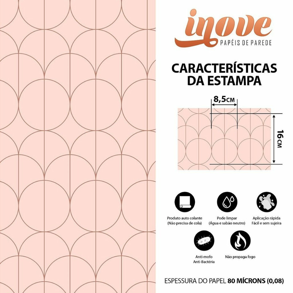 Papel de parede Geométrico Circular Rosa