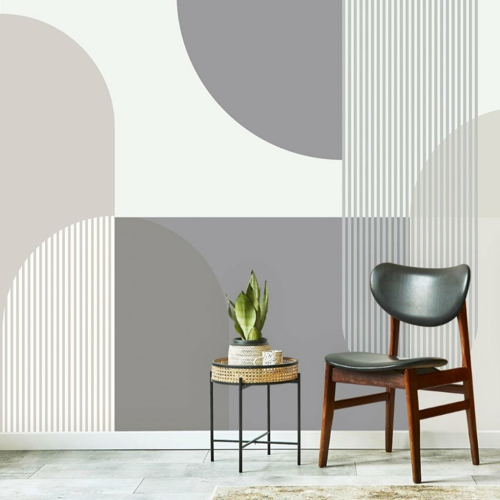 Papel De Parede Personalizado Formas Geometricas Em Tons De Cinza