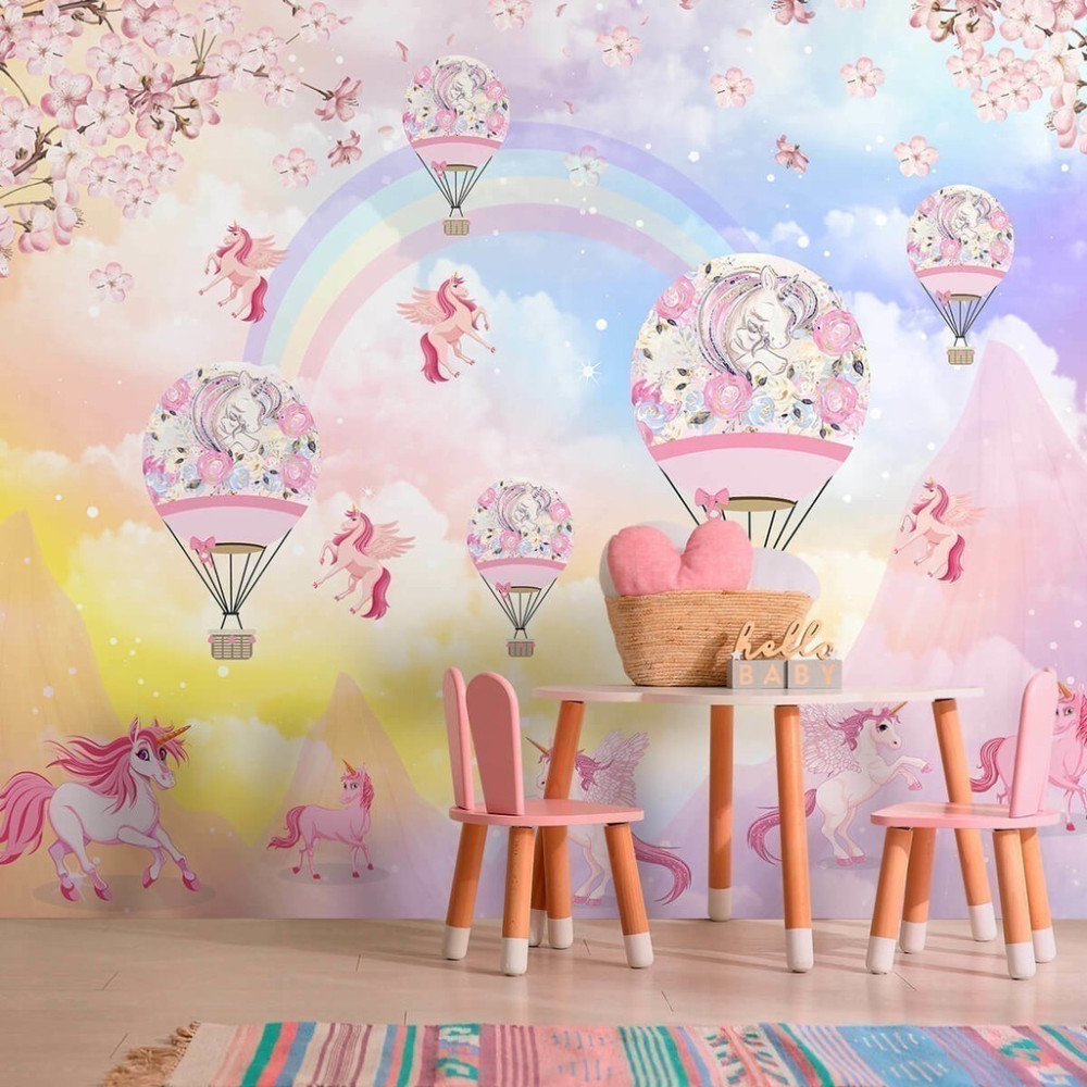 Papel De Parede Personalizado Balões De Unicórnio