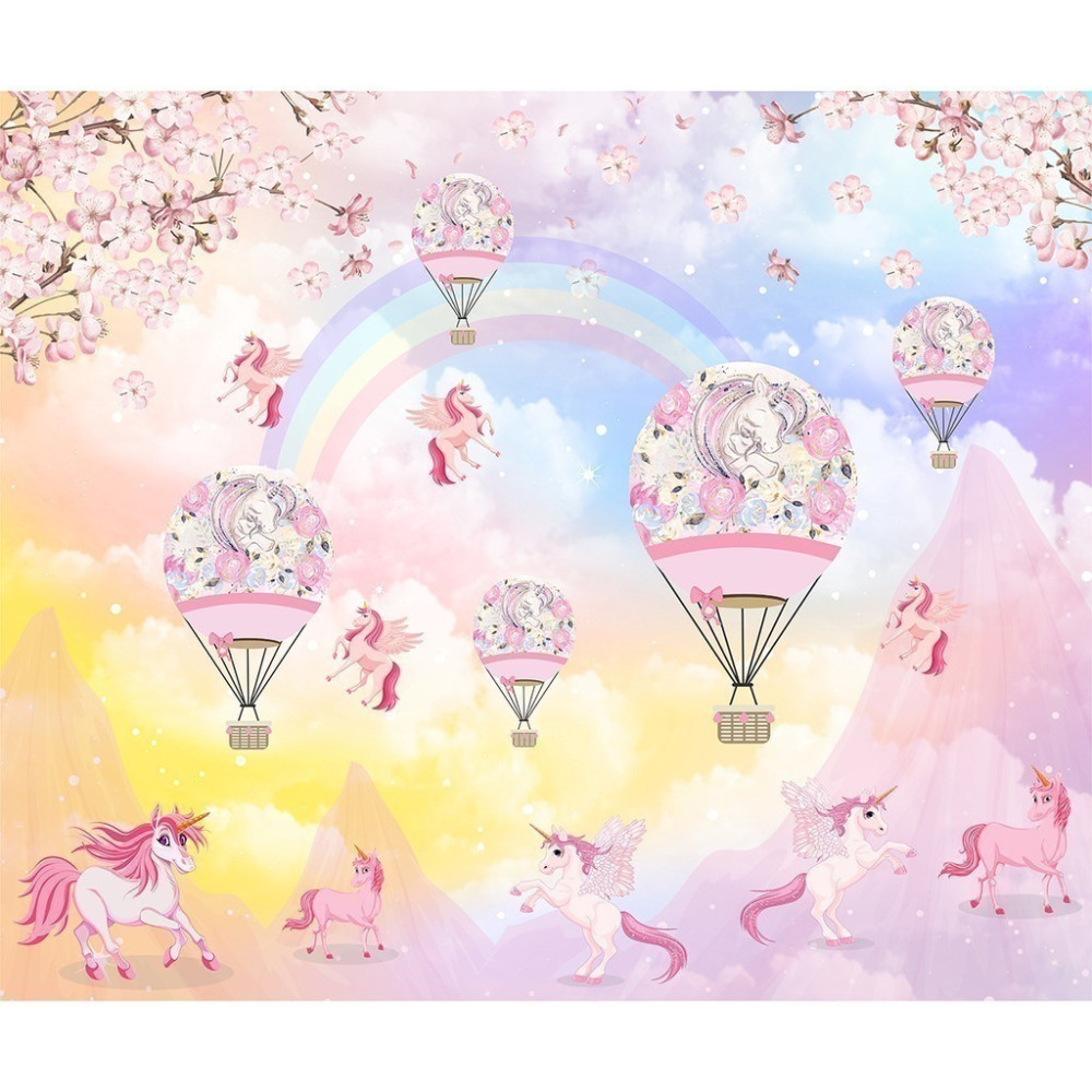 Papel De Parede Personalizado Balões De Unicórnio