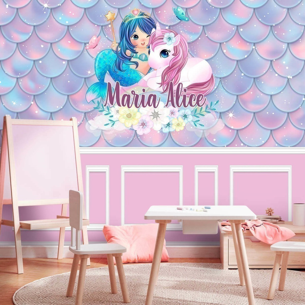 Papel De Parede Personalizado Escamas de Sereia Papel De Parede Personalizado Escamas de Sereia