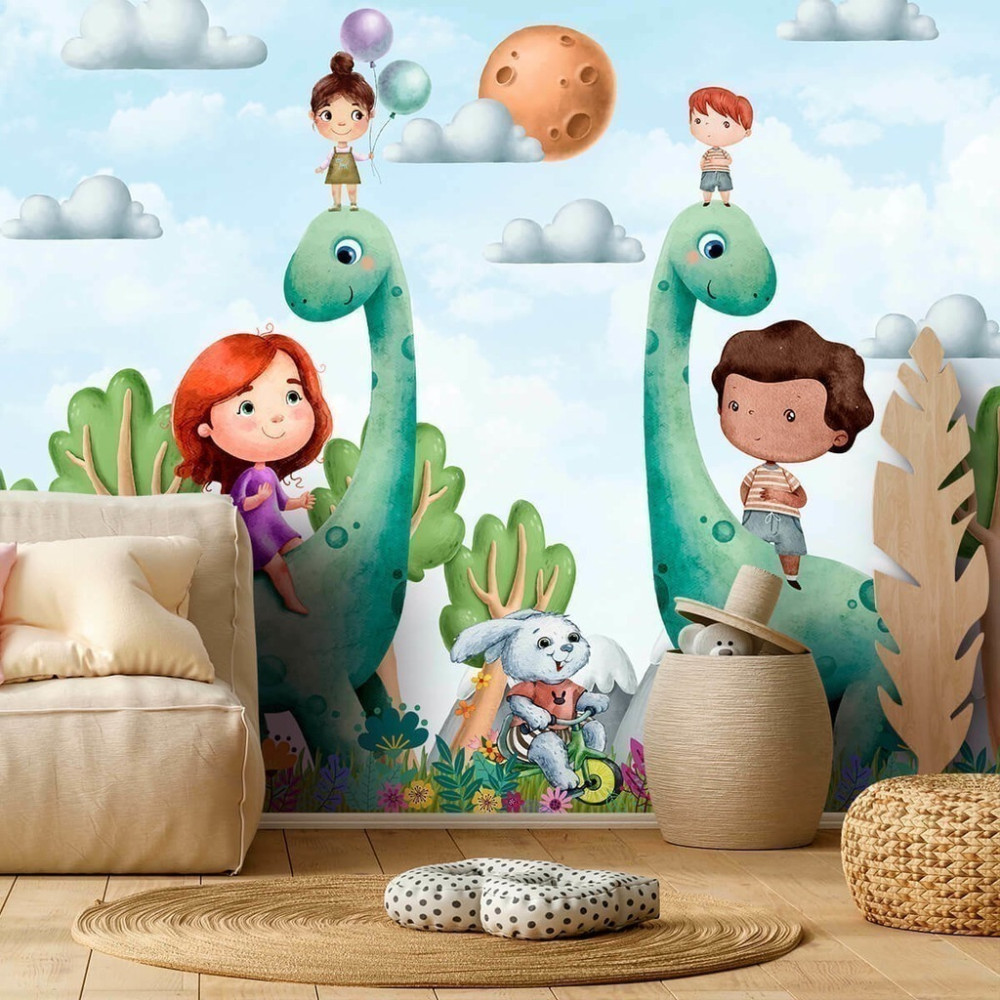 Papel De Parede Personalizado Dinossauro Aquarela Cute Papel De Parede Personalizado Dinossauro Aquarela Cute