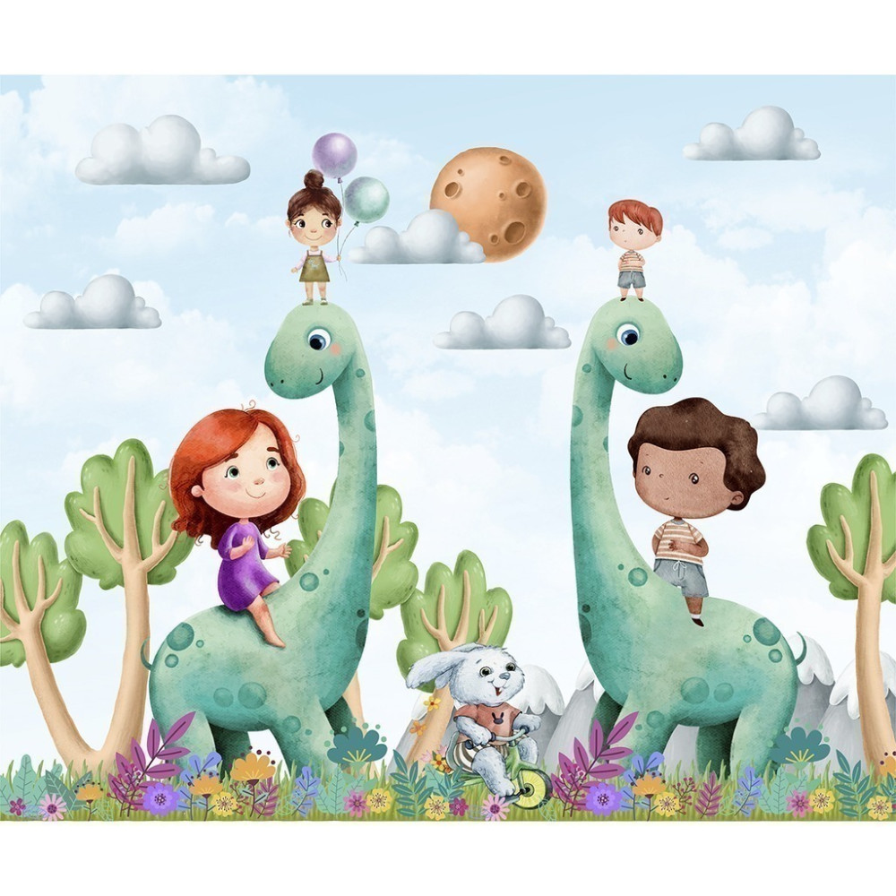 Papel De Parede Personalizado Dinossauro Aquarela Cute Papel De Parede Personalizado Dinossauro Aquarela Cute