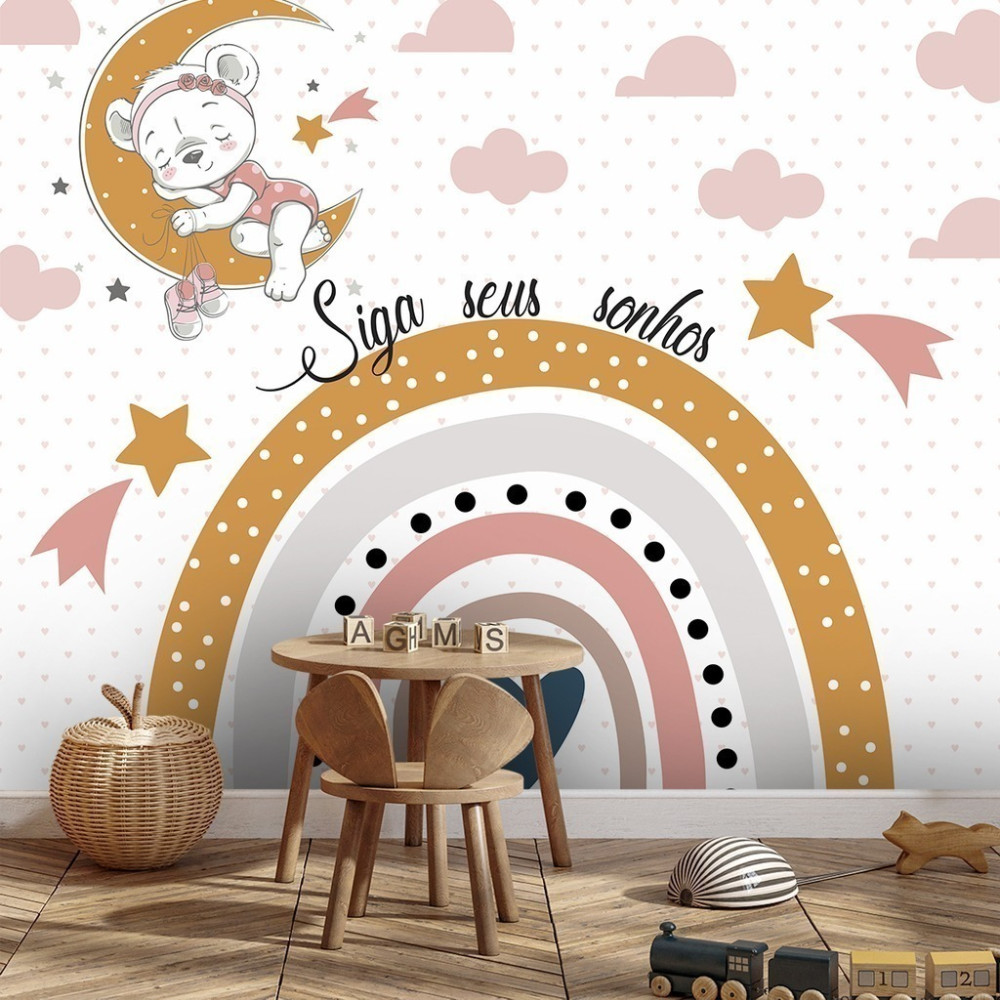 Papel De Parede Personalizado Arco Íris Siga Seus Sonhos