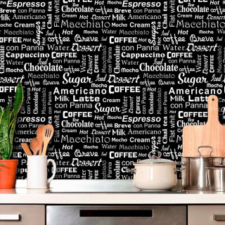 Papel de Parede Para Cozinha Macchiato Preto e Branco